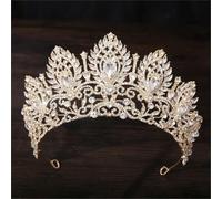 Women’S Big Royal Queen Wedding Crown With AB Color Rhinestones A Crystal Banquet Tiara For Party And Costume