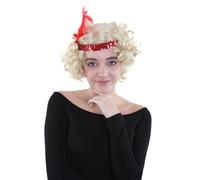 Women’s Blonde Flapper Wig - 1920s Character Costume Wig with Feather - Flame-Retardant Synthetic Fiber for Halloween & Fancy Dress