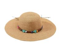 Women’s Bohemian Wide Brim Straw Sun Hat - Oversized Beach Hat, Solid Color, Lightweight & Breathable, UV Protection for Spring & Summer Travel, M Size (56-58cm) Brown