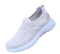 Women’s Breathable Slip On Trainers with Soft Sole Daily Comfort and Casual Style Sneakers Womens Trainers for Work, Home, or Short Walks, Mesh Upper Flexible Fit Orthopedic Shoes Grey