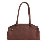 Women’s Brown Suede Tote Bag-Faux Suede Shoulder Handbag with Soft Touch, Durable Lining, Ideal for Work & Travel-34×11×15cm