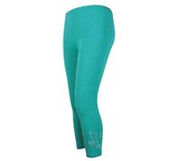 RIDDLED WITH STYLE Womens ¾ Butterfly Sequin Leggings Slim Fit Stretchy Pants Ladies Active Yoga Leggings Plus Size Trousers Jade Green UK 12-14