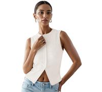 Women’s Button Down Tank Tops Ribbed Summer Vest Button Up Open Front Sleeveless Slim Fit Crop Going Out Tops, #1 White, M
