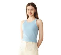 Women’s Camisoles with Built in Shelf Bra Ribbed Tank Tops Basic Yoga Top Layering Tank Top Padded Casual Tops (LY188-Blue, L-XL)