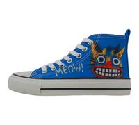 Women’s Canvas Shoes - Vegan Leather and Unique Design Casual Shoes for Women, Comfortable & Fashion Sneakers for Everyday Streetwear, Meow Attack, 5.5 UK