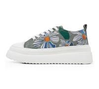 Women’s Canvas Shoes - Vegan Leather and Unique Design Casual Shoes for Women, Comfortable & Fashion Sneakers for Everyday Streetwear, Origami Bloom, 7 UK