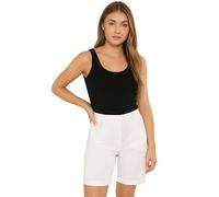 Women’s Casual Cargo Shorts - Stretch Pull-On Combat Style Turn-Up Hem with Pockets (WHT 12)