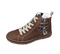 Women’s Casual Lace up Ankle Boots with Side Zip, Contrast Stitching Design High Top Shoes, Round Toe Trainers Style Booties, Soft Lining, Flexible Sole, Lightweight, Anti-Slip Grip