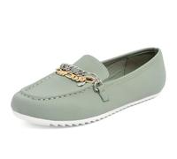Women’s Casual Slip-On Loafers with Chain Detail - Comfortable Driving Moccasins for Walking, Work, or Everyday Wear