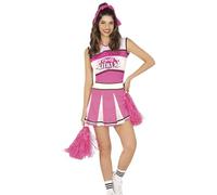 Women’s Cheerleader Costume - Pink Squad Fancy Dress Outfit, Fun & Flattering Cheerleader Uniform for Halloween, Hen Parties & Group Costumes (Womens Medium UK 10-12)