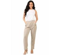 Women’s Cherry Berry Corduroy Trousers - Pull-On Style Elastic Waist Pant with Side Pockets - Soft, Comfortable Fit for Casual and Everyday Wear Stone