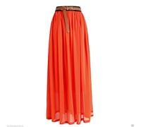 Women’s Chiffon Retro Long Maxi Skirt Beach Ankle Length Skirt Mopping Floor Length Big Hem Solid Beach High Waist Maxi Skirt (as8, Alpha, s, m, Regular, Regular, Orange)