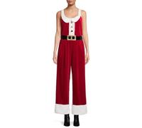 Women’s Christmas Jumpsuit Overalls Y2k Mrs Santa Claus Costume Sleeveless 3D Print Baggy Romper Pants Costume (Red, S)