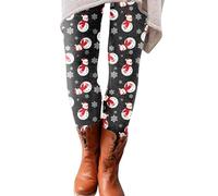 Women’s Christmas Party Winter Wear Warm Elasticated Waist Trousers Leggings Ladies Xmas Style Knitted Warm Slim Fit Leggings Snowflakes Print Pants Ladies Christmas Costume Leggings Reindeer Xmas