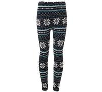 Women’s Christmas Party Winter Wear Warm Elasticated Waist Trousers Leggings Ladies Xmas Style Knitted Warm Slim Fit Leggings Snowflakes Print Pants (Black/Turquoise Snowflakes UK 12-14)