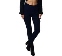 Women’s Christmas Party Winter Wear Warm Elasticated Waist Trousers Leggings Ladies Xmas Style Knitted Warm Slim Fit Leggings Snowflakes Print Pants (Navy UK 12-14)
