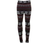 Women’s Christmas Party Winter Wear Warm Elasticated Waist Trousers Leggings Ladies Xmas Style Knitted Warm Slim Fit Leggings Snowflakes Print Pants (Black/Red Snowflakes UK 12-14)