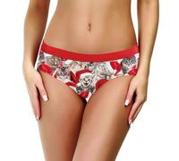 Women’s Christmas Printed Panties Womens Snowman Print Briefs Festive Santa Costume Xmas Panties Funny Underwear Knickers Novelty for White Elephant/Secret Santa