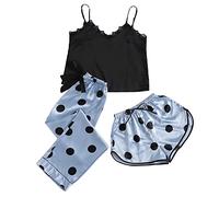 Women S Christmas Pyjamas Brushed Cotton Pyjamas Women Print Sleepwear Sexy Up Three Sleeveless Shorts Set Sexy Underwear Sleepwear Suit Pajamas 2 Piece Outfits Summer Bride Blue M