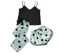 Women S Christmas Pyjamas Brushed Cotton Pyjamas Women Print Sleepwear Sexy Up Three Sleeveless Shorts Set Sexy Underwear Sleepwear Suit Pajamas 2 Piece Outfits Summer Bride Green M