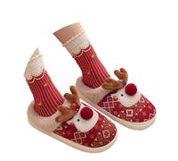 Women’s Christmas Slippers Indoor Plush House Shoes, 3D Reindeer Memory Foam Fleece Slippers, Anti Slip Warm Novelty Mules, Festive Cosy Gift Flats for Christmas Morning and Fireplace Lounging