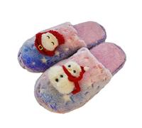Women’s Christmas Slippers, Warm Plush Fluffy Flat Indoor House Slippers Non Slip Soft Cozy Cushion Home Shoes for Women and Men