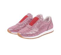 Women’S Chunky-Soled Round-Toe Trainers Fashion Retro Sequins Hot Pink