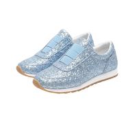 Women’S Chunky-Soled Round-Toe Trainers Fashion Retro Sequins Sky Blue