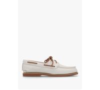 Women’s Classic Natural Full Grain Leather Boat Shoes - White Leather / 7