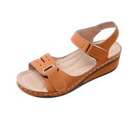 Women’s Comfort Wedge Sandals with Adjustable Hook & Loop Straps and Cushioned Footbed | Summer Walking Sandals for Travel, Holiday, Shopping, Daily Wear, Light Support Orange