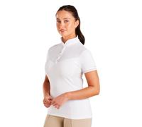 Women’s Competition Show Shirt - Four-Way Stretch Polyester & Elastane - Slim Fit & Flexible - Quarter Pearl Buttons - Breathable, Quick-Dry - 16 - White