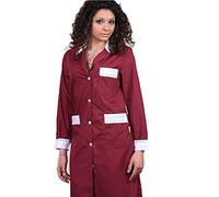 Women’s Cotton Work Smock Tunic for Waitress House Maid Room Cleaner purple bordeaux UK 16