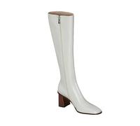Women’s Cow Leather Thick High Heels Square Toe Winter Zip European Model Career Knee-High Boots