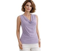 Women’s Cowl Neck Sleeveless Top - Elegant Draped Blouse, Soft Stretch Slim Fit Vest, Smart Casual Office Evening Summer Top Lilac