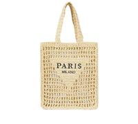 Women’s crochet handwoven straw beach bag, mesh straw tote., Beige, Talla única