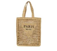 Women’s crochet handwoven straw beach bag, mesh straw tote., Khaki, Talla única