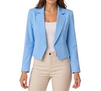 Women’s Cropped Blazer Jacket Lightweight Long Sleeve Fully Lined Collared Cropped Blazer, Casual Summer Office Work Party Jacket for Women Sizes SM-XXL (UK, Alpha, S, M, Regular, Regular, Sky Blue)