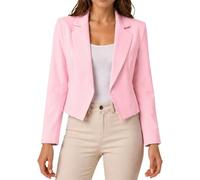 Women’s Cropped Blazer Jacket Lightweight Long Sleeve Fully Lined Collared Cropped Blazer, Casual Summer Office Work Party Jacket for Women Sizes SM-XXL (UK, Alpha, XXL, Regular, Regular, Baby Pink)