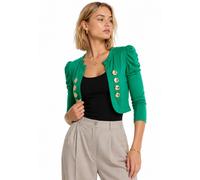 Women’s Cropped Jacket Fitted Blazer Gold Button Puff Shoulder Bolero