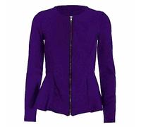 Women’s Cropped Peplum Frill Zip Jacket Elegant Blazer Stylish Coat Modern Office Workwear Winter Outfit Chic Formal Outerwear Trendy Smart Fashion Top UK Size 6-26