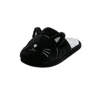 Women’s Cute 3D Cat Fluffy Mule Slippers, Cosy Heart Cat Embroidery Memory Foam Soft Non-Slip Slip On Indoor Shoes, Warm Bedroom Slippers for Ladies, Novelty Presents Portable Travel (Black, 8)