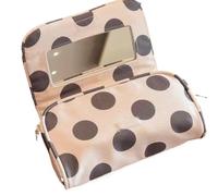 Women’s Cute Nylon Makeup Bag with Built-in Mirror - Polka Dots