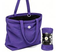 Women’s Cute Pool Vacation Bag, Soft Textured Pastel Tote, Fold-Flat Beach Shopper with Handy Exterior Pockets, 16L Summer Shoulder Carryall for Resort Trips, Swimwear, Bottle and Wallet, Beach Tote