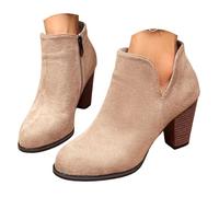 Women’s Cutout Ankle Boots Suede Block Heel Casual Work Shoes for Women | Suede upper, cutout panels block heel ankle fit, side zipper entry for office work and casual outings daily wear for seasons