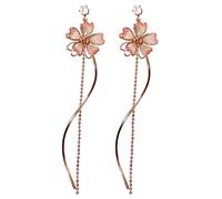 Women’s Dangle Black White Cat Invisible Clip On Earrings Comfortable Non Pierced Earrings Cherry Blossom Flower Leaf Clip-On, L, Resin, No Gemstone