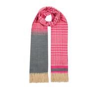 Women’s Dogtooth Scarf with Asymmetric Details and Tassels - Hot Pink / ONE