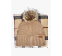 Women’s Dover Hessian Tartan Beanie & Hailes Scarf Gift Set - Taupe Fabric / One Size