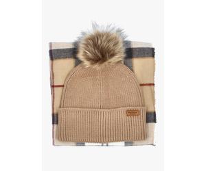 Women’s Dover Hessian Tartan Beanie & Hailes Scarf Gift Set - Taupe Fabric / One Size