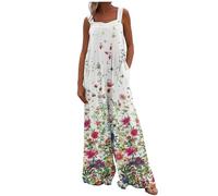 Women’S Dungarees Women Jumpsuit Airport Outfit Lounge Rompers for Women Loose-Fitting Button-Down Trousers with Multiple Pockets White