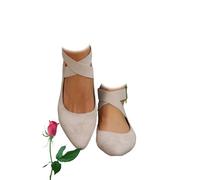 Women’s Elastic Cross Strap Moccasins - Comfortable Slip-On Casual Shoes Ballet Flats for Women Lightweight Mary Jane Flat Cute Penny Loafer Shoes for Work Office Business (Apricot,5)